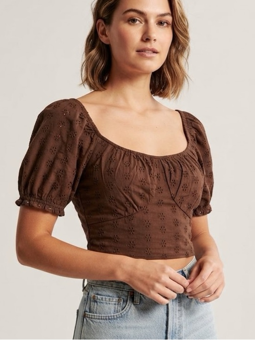 NWOT Hollister Eyelet Puff Sleeve Top Size L